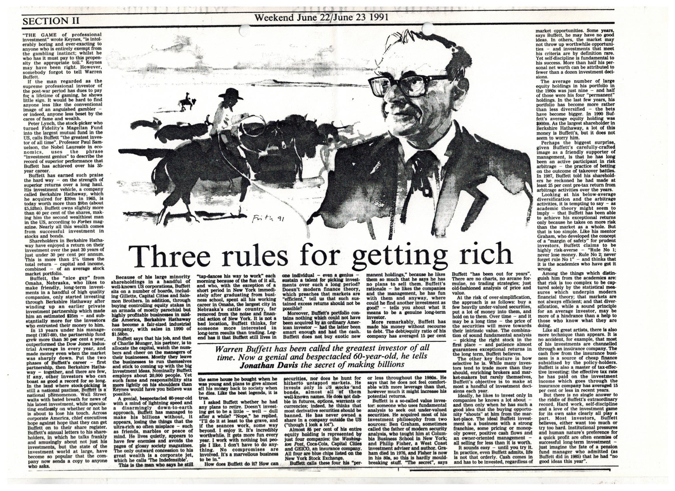 Warren Buffett's 3 Rules for Getting Rich